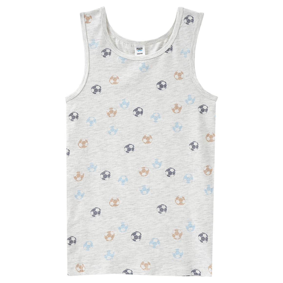 Yigga 3 Jungen Unterhemden mit Bio-Baumwolle hellblau / dunkelblau / creme