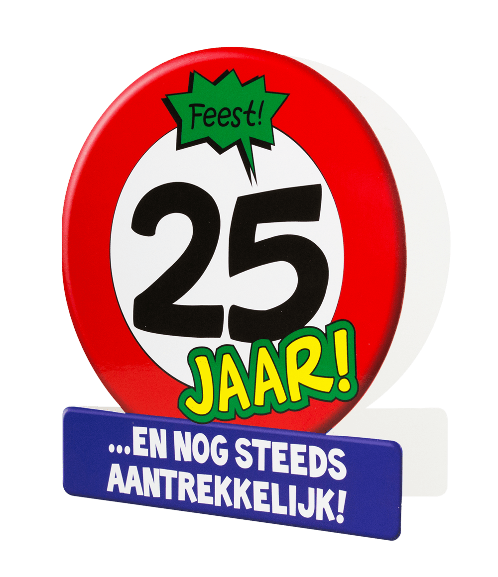 Verjaardagskaart 25 Jaar Verkeersbord 16,5cm