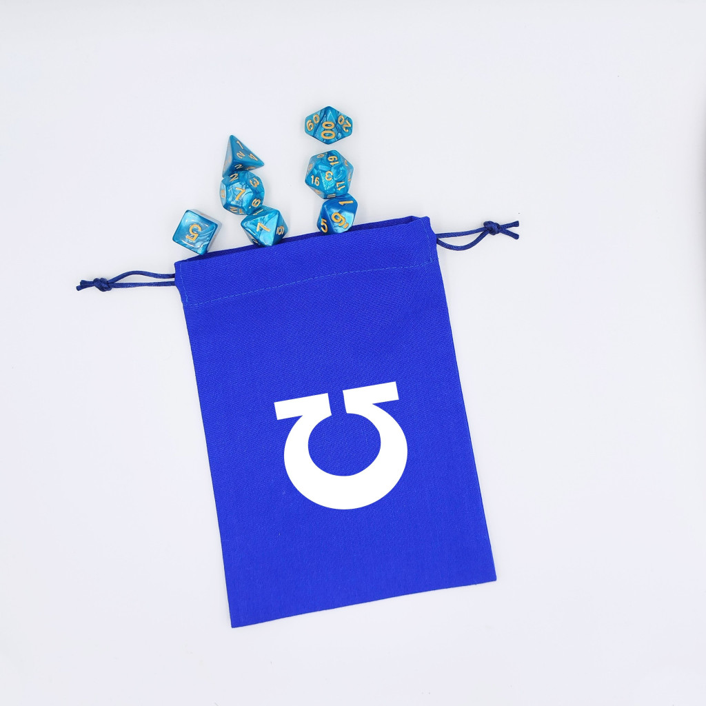 Bourse à dés bleu roi - motif Omega