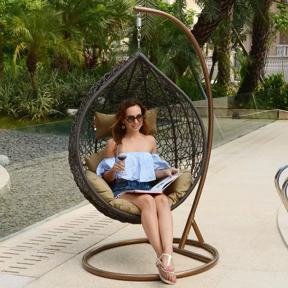 PureHaven Hängesessel 115x120x202 cm Rattan-Kunststoffgeflecht