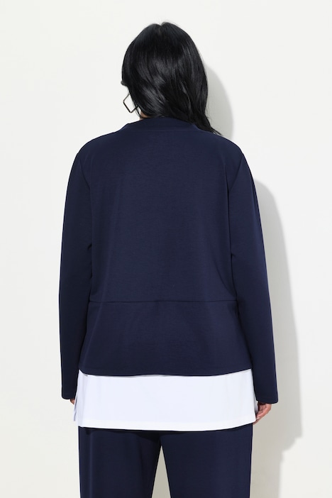 Sweatshirt, Bluseneinsatz, V-Ausschnitt, Langarm