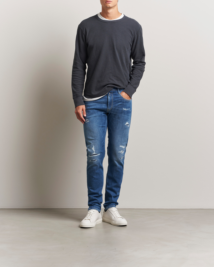 Replay Anbass Distressed Super Stretch Bio Jeans Medium Blue