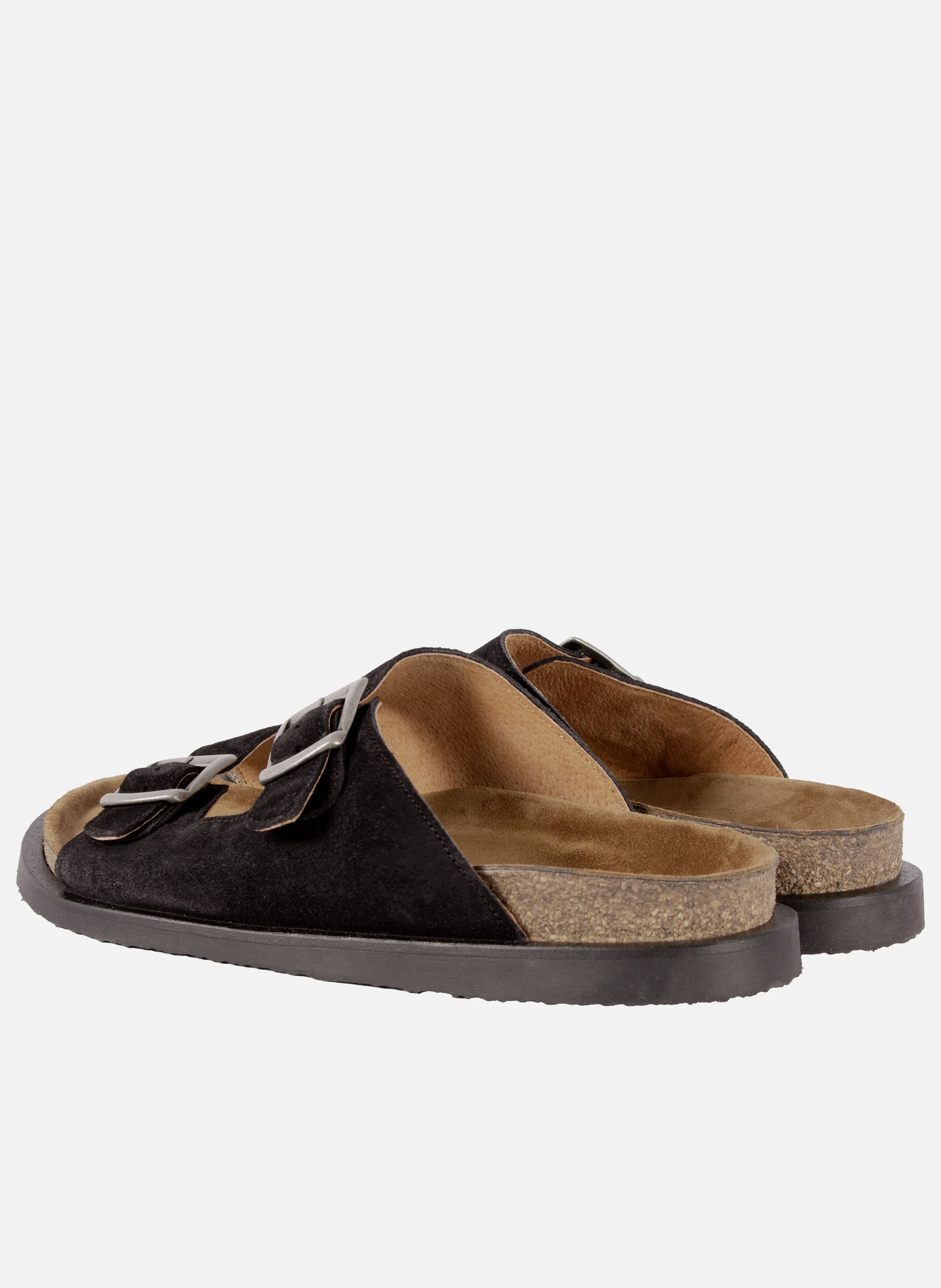 Mules liège cuir daim | Noir