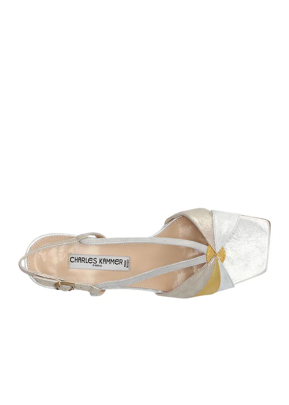 SANDALE FLEUR CUIR METALLISE