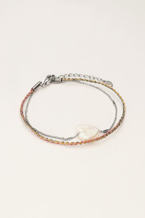 Minimalistische dubbele armband met parel hartje