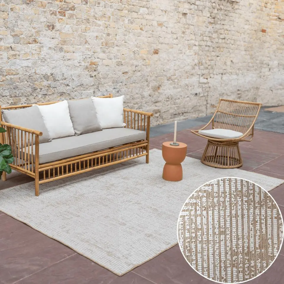 Interieur05 Jute buitenkleed naturel lines - 340 x 240 cm