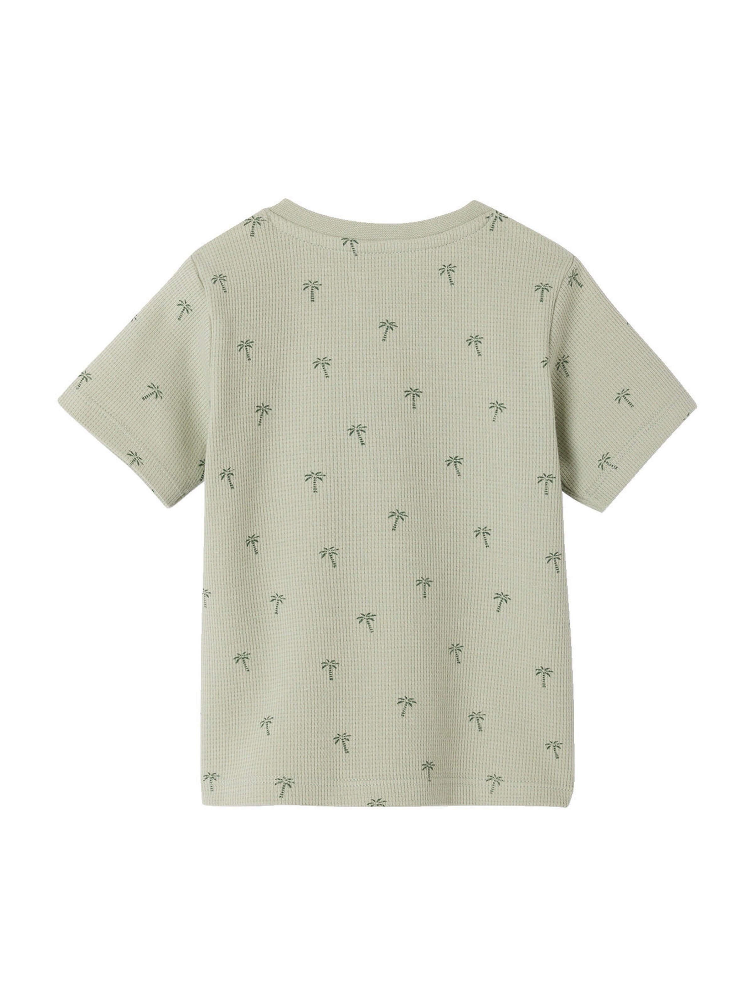 Vertbaudet Bio-Kollektion: Baby T-Shirt aus Waffelpikee mit Palmen graugrün