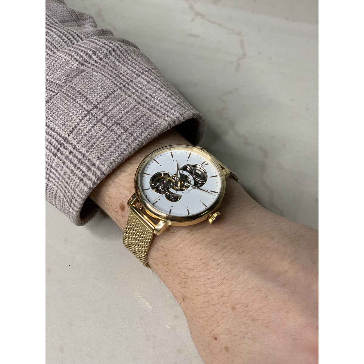 Montre PIERRE LANNIER Melodie homme automatique bracelet acier doré