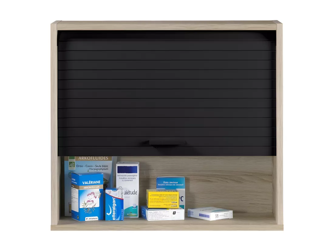 Meuble Cuisine Chêne Rideau Noir 1 Etagère Larg 60 Haut 53.6 Prof 25 cm