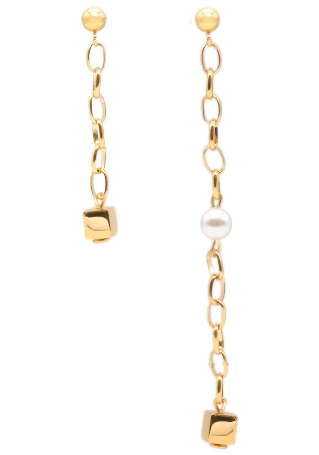 Firetti Paar Ohrstecker »Schmuck Geschenk Ohrschmuck Ohrhänger Würfel unterschiedlich lang« Made in Germany - mit Kristallperle