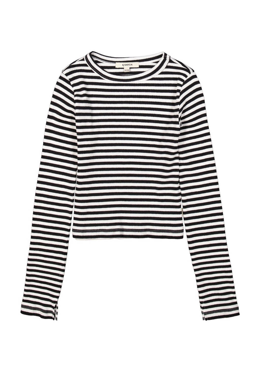 Garcia gestreepte longsleeve zwart/wit