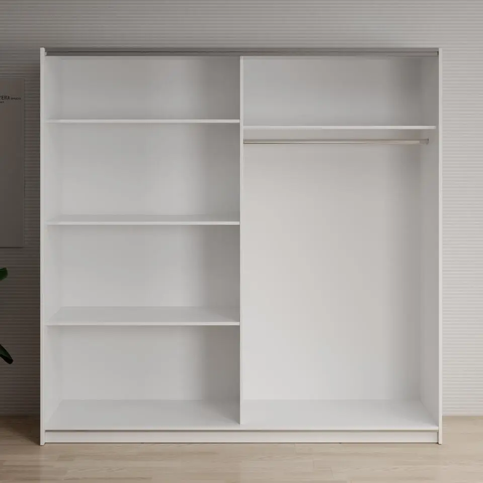 Meubella - Kledingkast Deliryon - Wit - 200 cm - Met spiegel