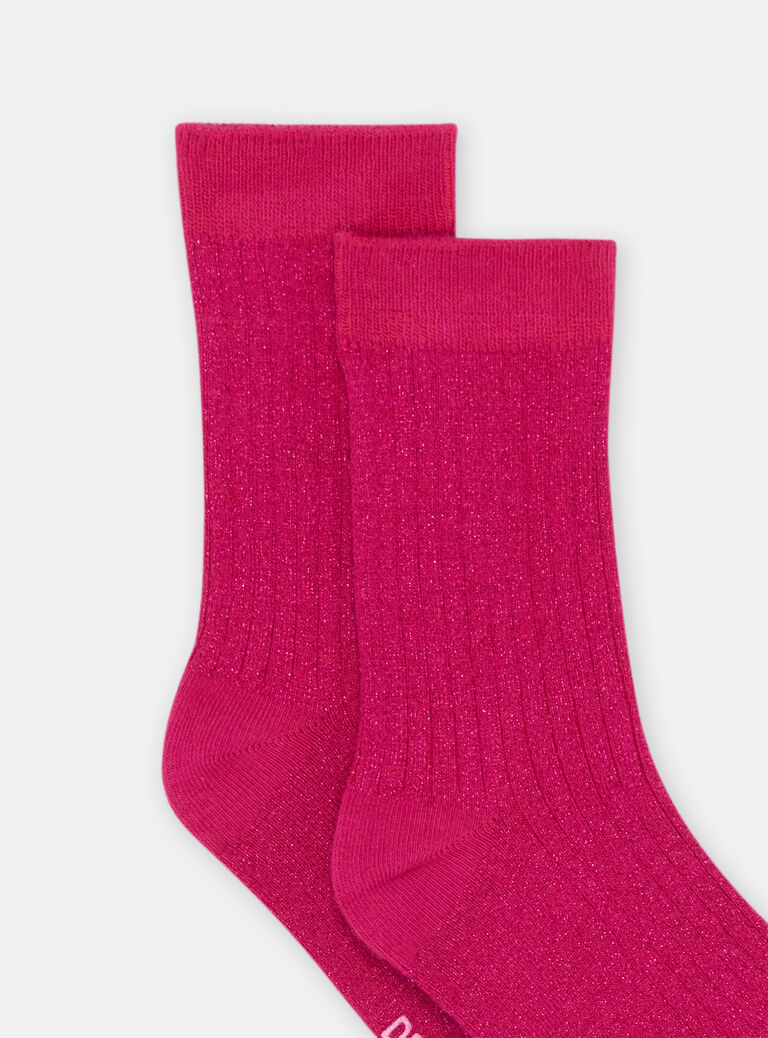 Chaussettes roses en lurex fille