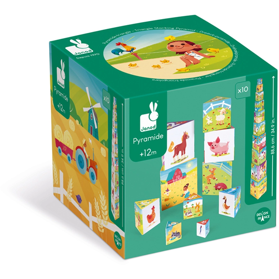 Janod® Stapelpyramide Bauernhof Dreieck (Inhalt 10 Elemente)