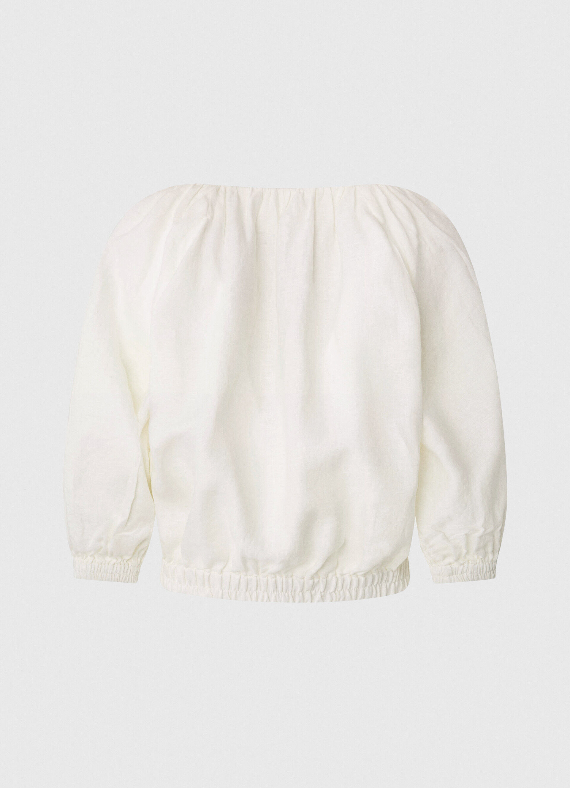 Blusa cropped com decote em V - branca mousse