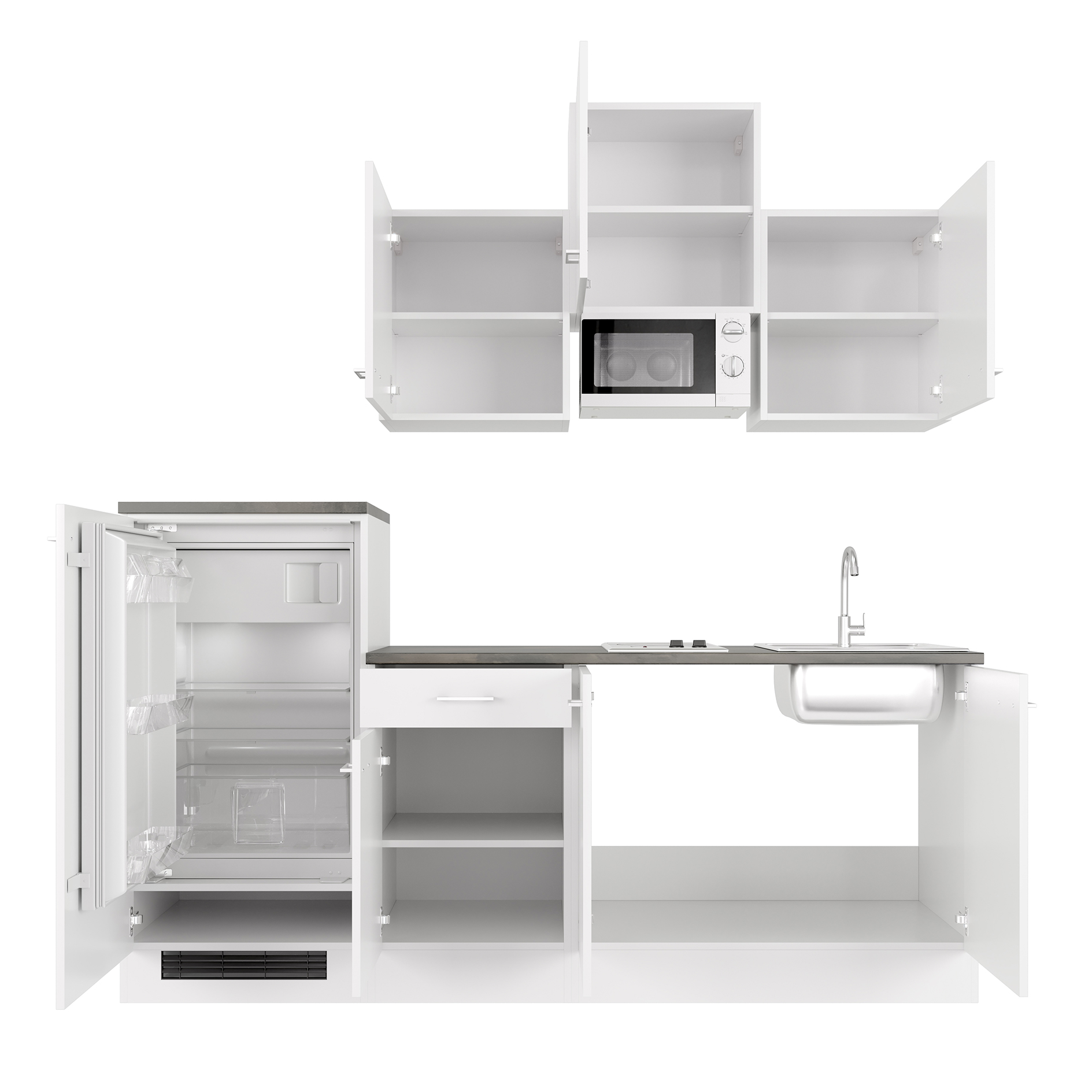Küchenblock LUCCA - weiß - mit E-Geräten - 210 cm