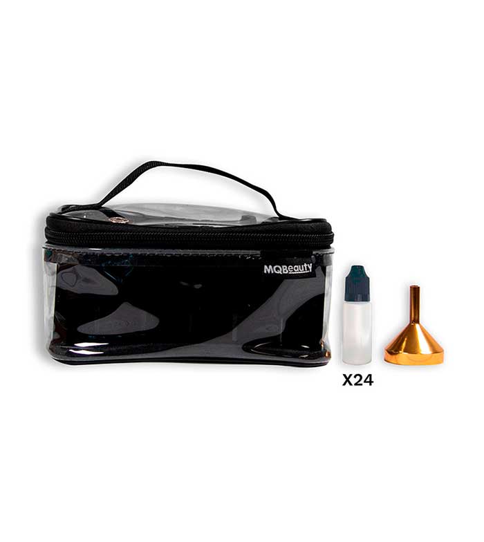 MQBeauty - Bolsa cosmética transparente + 24 frascos de 15ml