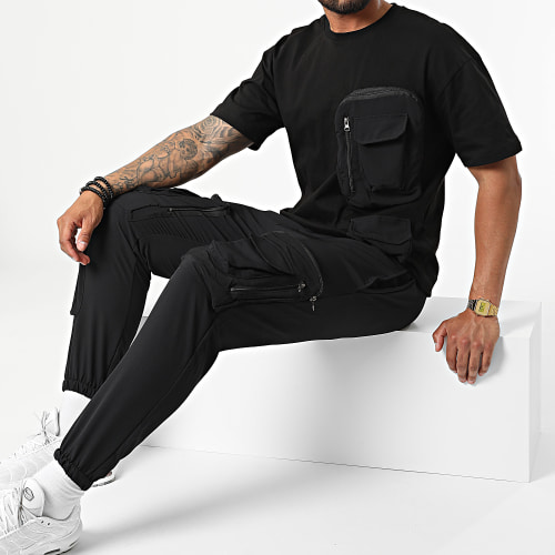 Ensemble Tee Shirt Poche Et Pantalon Jogging F22-908T Noir