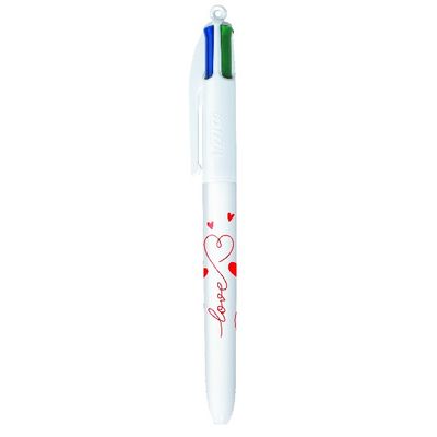 BIC 4 Couleurs Messages - 3 Stylos à bille 4 couleurs - 1 mm - Collection Love
