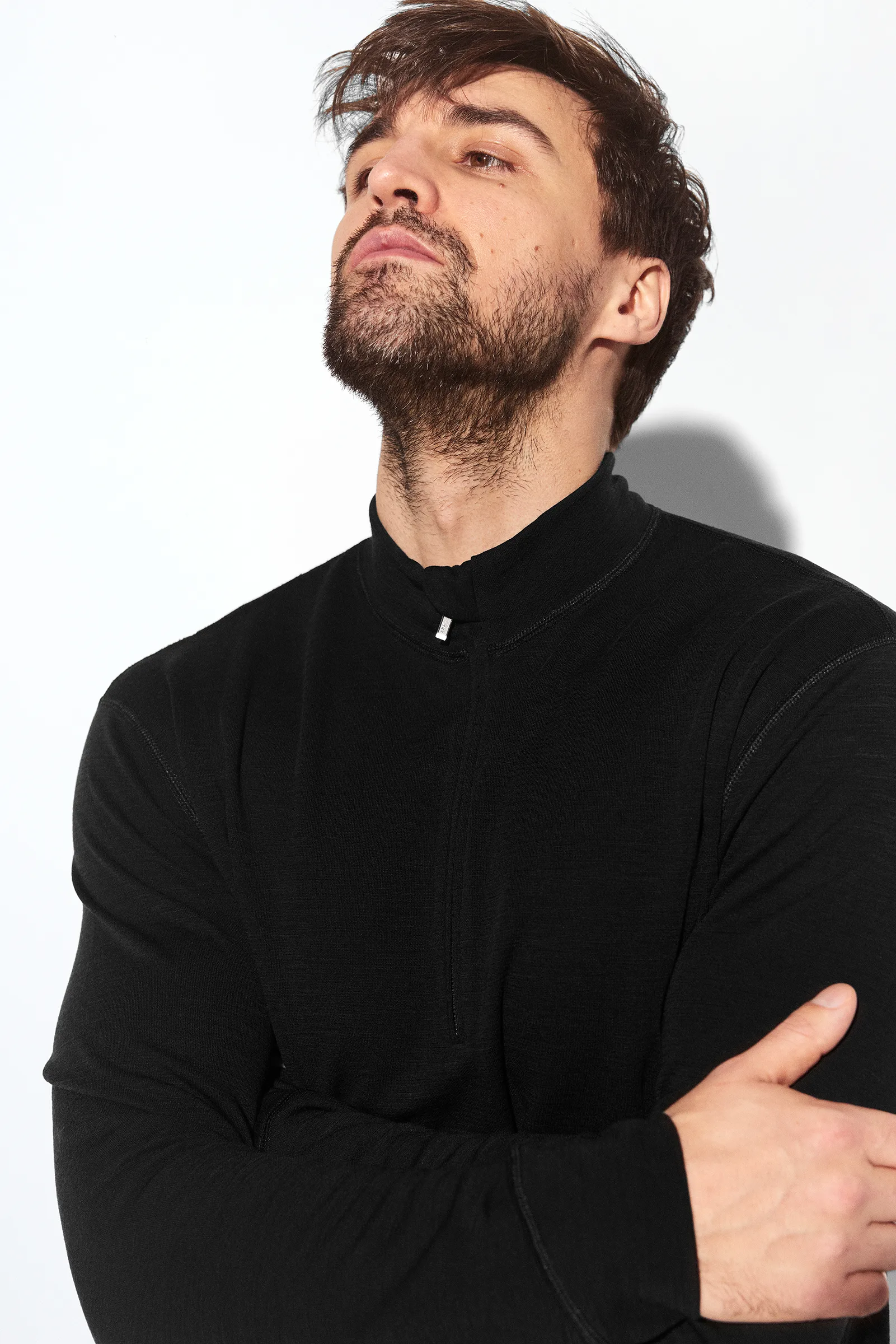 Panos Emporio Pe Wool Bamboo Half Zip Sweater Black