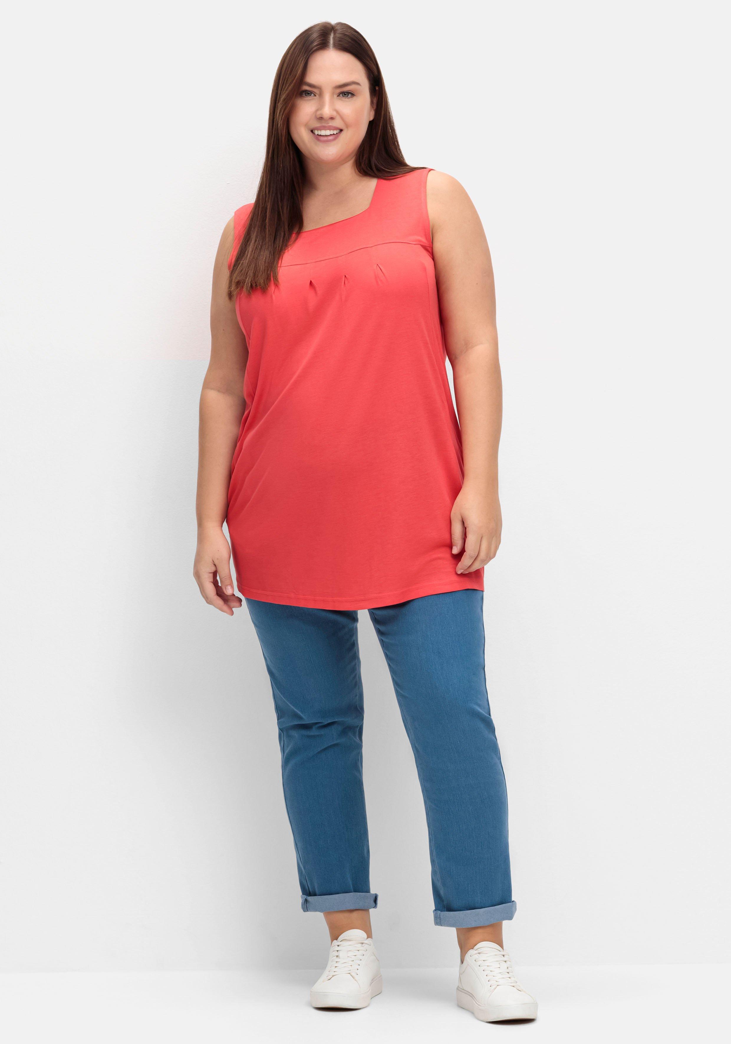 Top in A-Linie, mit Karree-Ausschnitt und Taschen