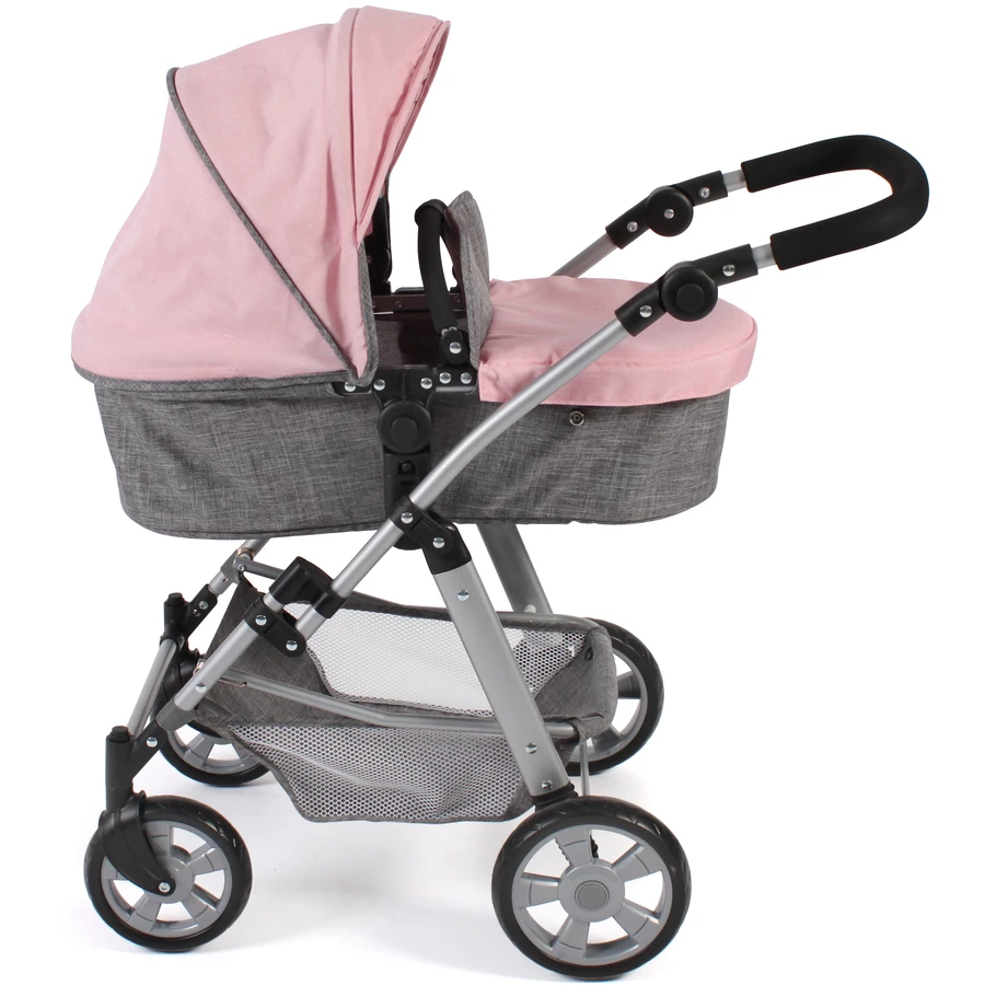 BAYER CHIC 2000 Kombi Puppenwagen NELE melange grau rosa