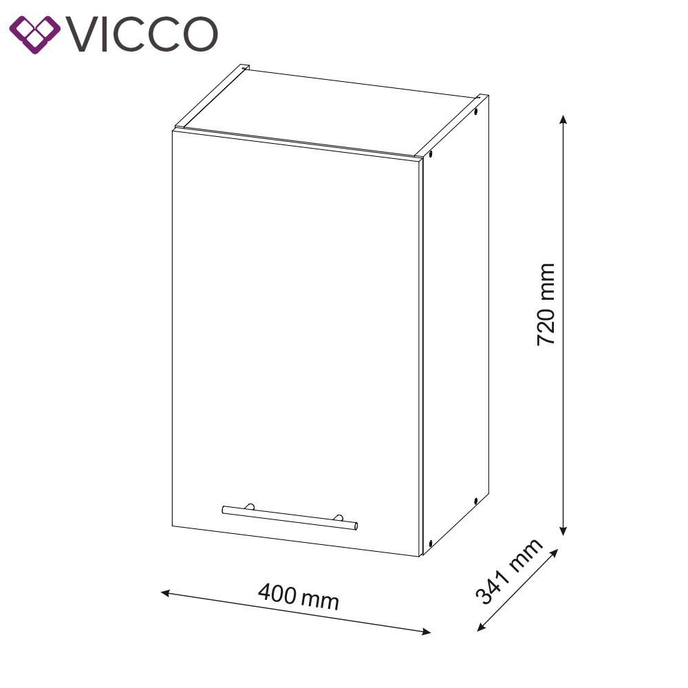 VICCO Hängeschrank 40 cm Weiß Küchenzeile Unterschrank Fame
