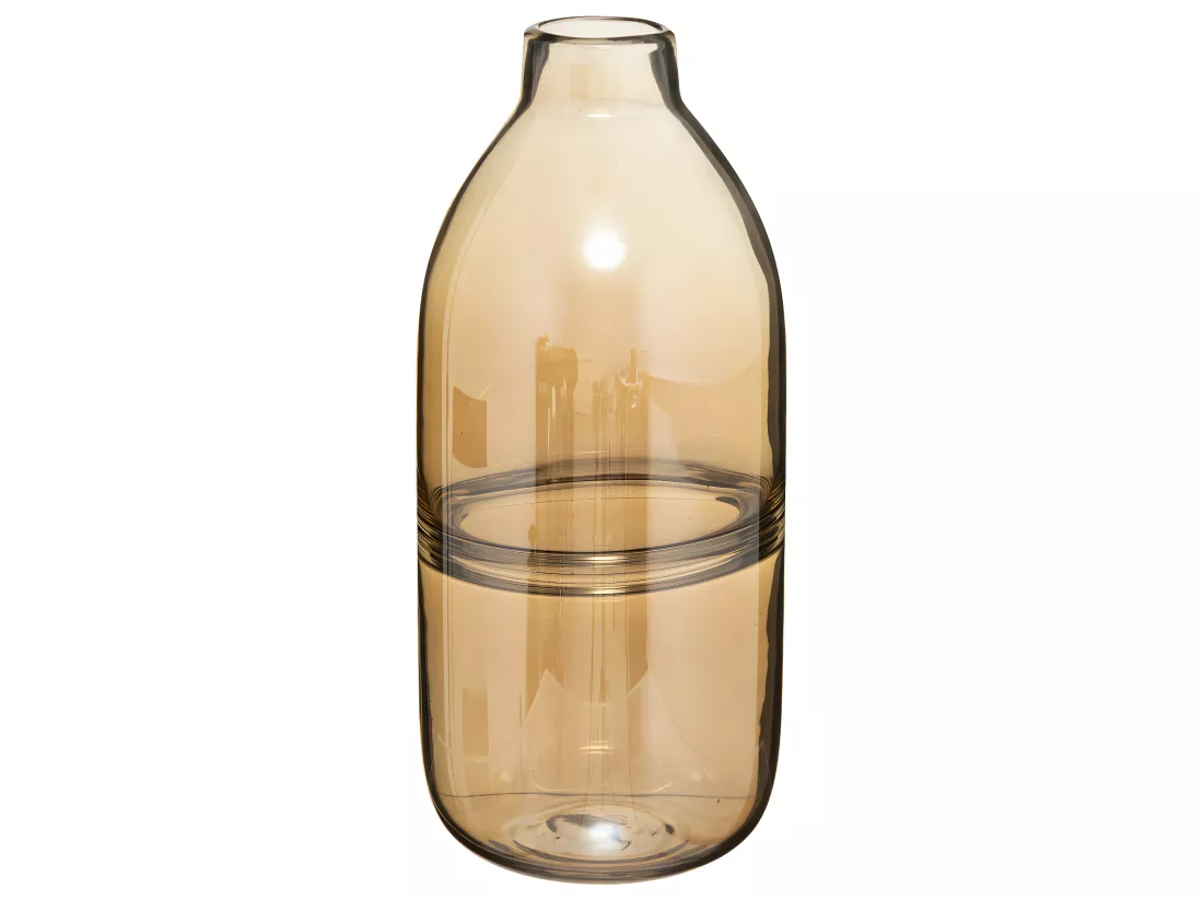 Vase Bouteille en Verre Ambre H 30 cm