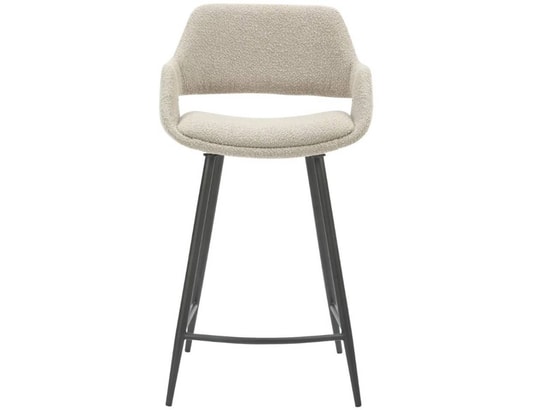 CONCEPT1 - Tabouret de bar Lot de 2 T. Esmee gris eff laine bouclette (plan)