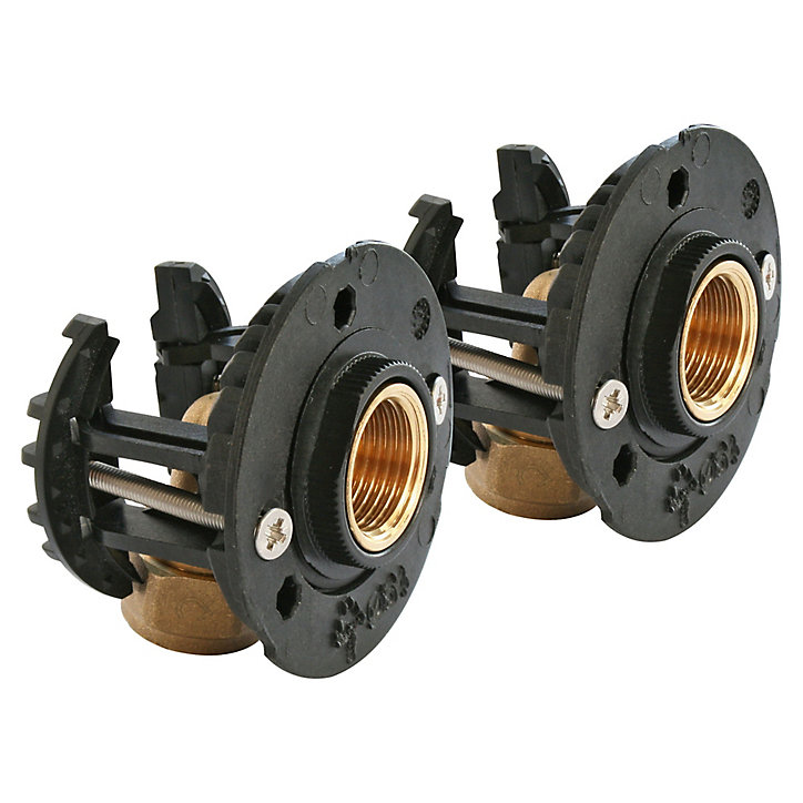 Fixation pour robinetterie Bain Douche pour PER Ø16 raccord à compression sortie femelle 15/21 (1/2