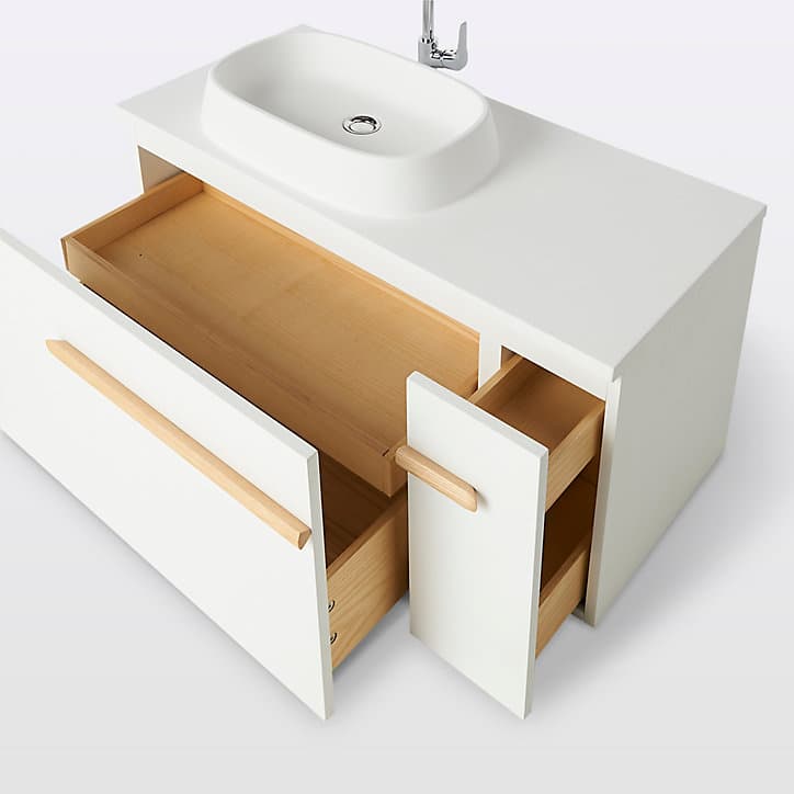 Meuble sous vasque à poser GoodHome Adriska blanc 100 cm + plan vasque Ceara