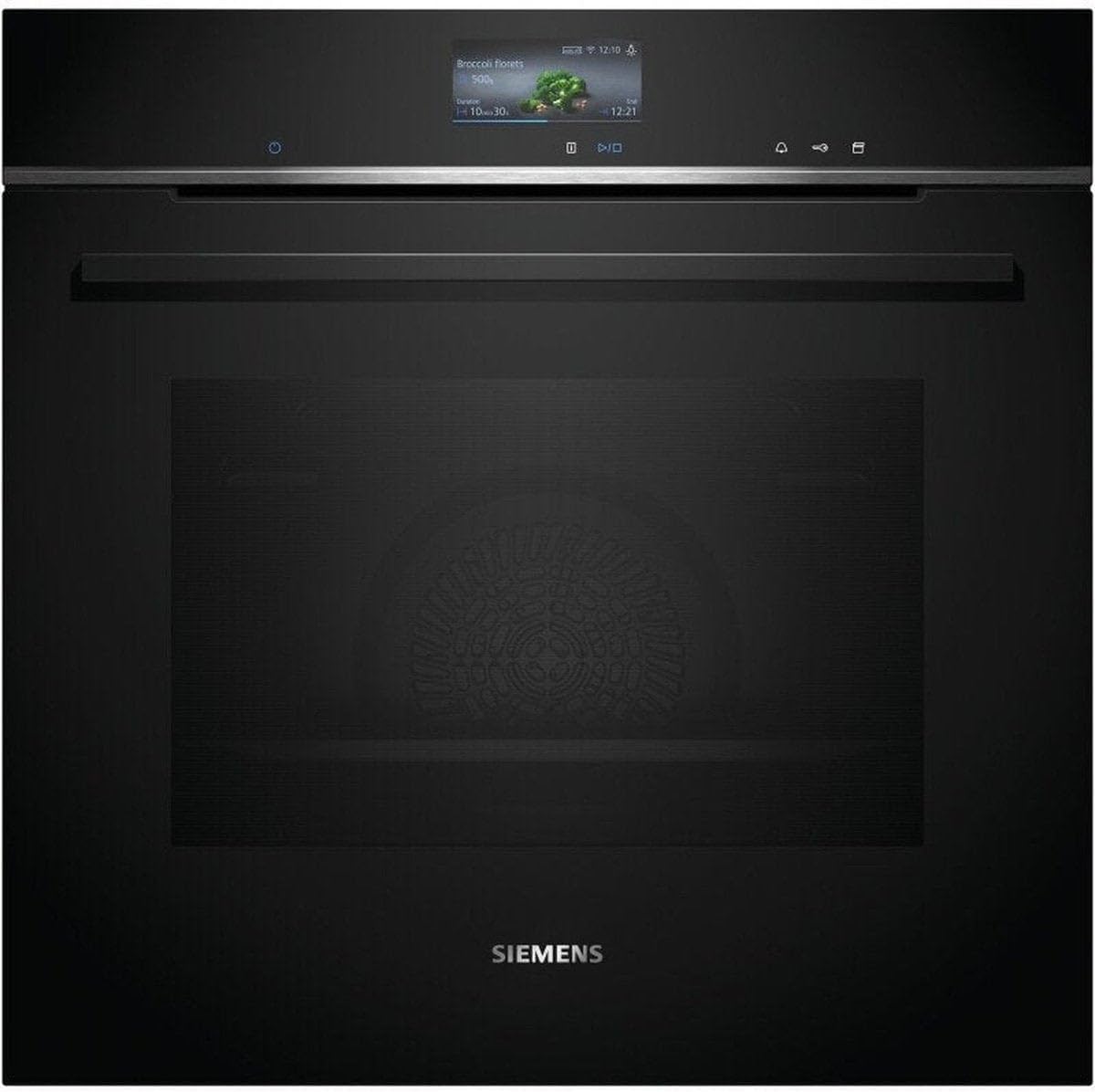 Siemens HR776G1B1, iQ700 Smarter Einbau-Backofen mit Dampffunktion, 60 x 60 cm, Made in Germany, Schwarz, activeClean Pyrolyse & humidClean Hydrolyse, Air Fry, Automatikprogramme, Farbiger Touchscreen