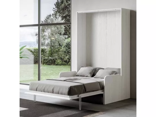 Lit escamotable vertical blanc avec canapé tissu Bounto 120x190 de tissu-Couleur Microfibre 02