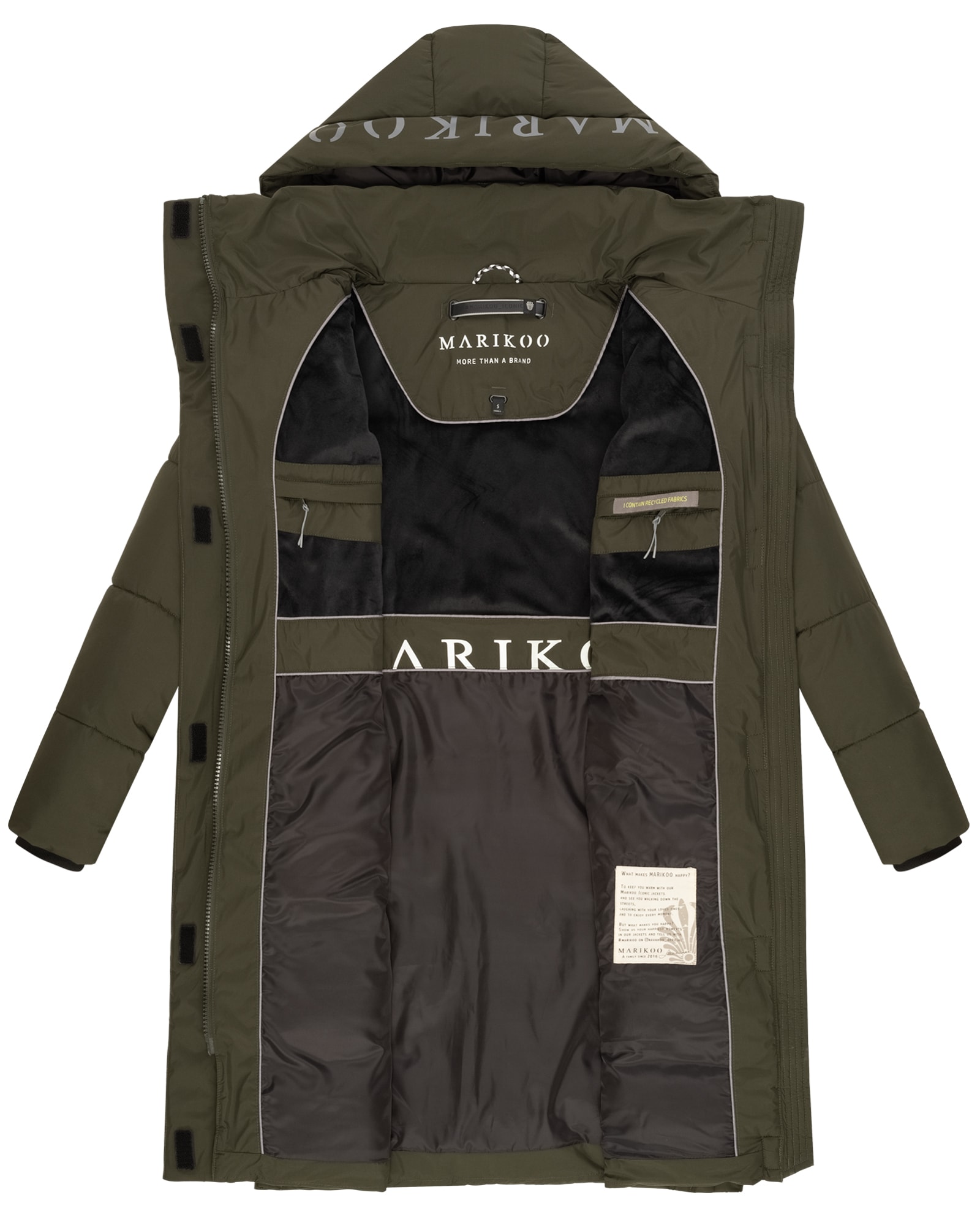 MARIKOO Damen Winter Steppmantel Jacke Parka Recycelt Warm Mantel mit Kapuze & Recyceltes Obermaterial Laryaa