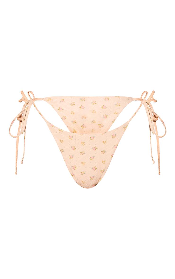 Citron Bas De Bikini À Imprimé Fleuri Miniature Avec Liens Sur Les Côtés