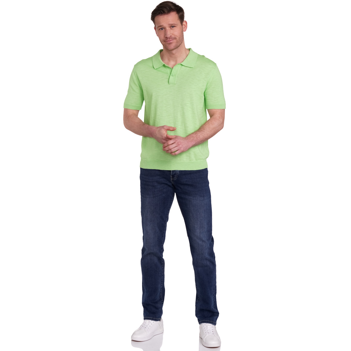 VanVaan Herren Strick-Poloshirt aus Baumwolle hellgrün