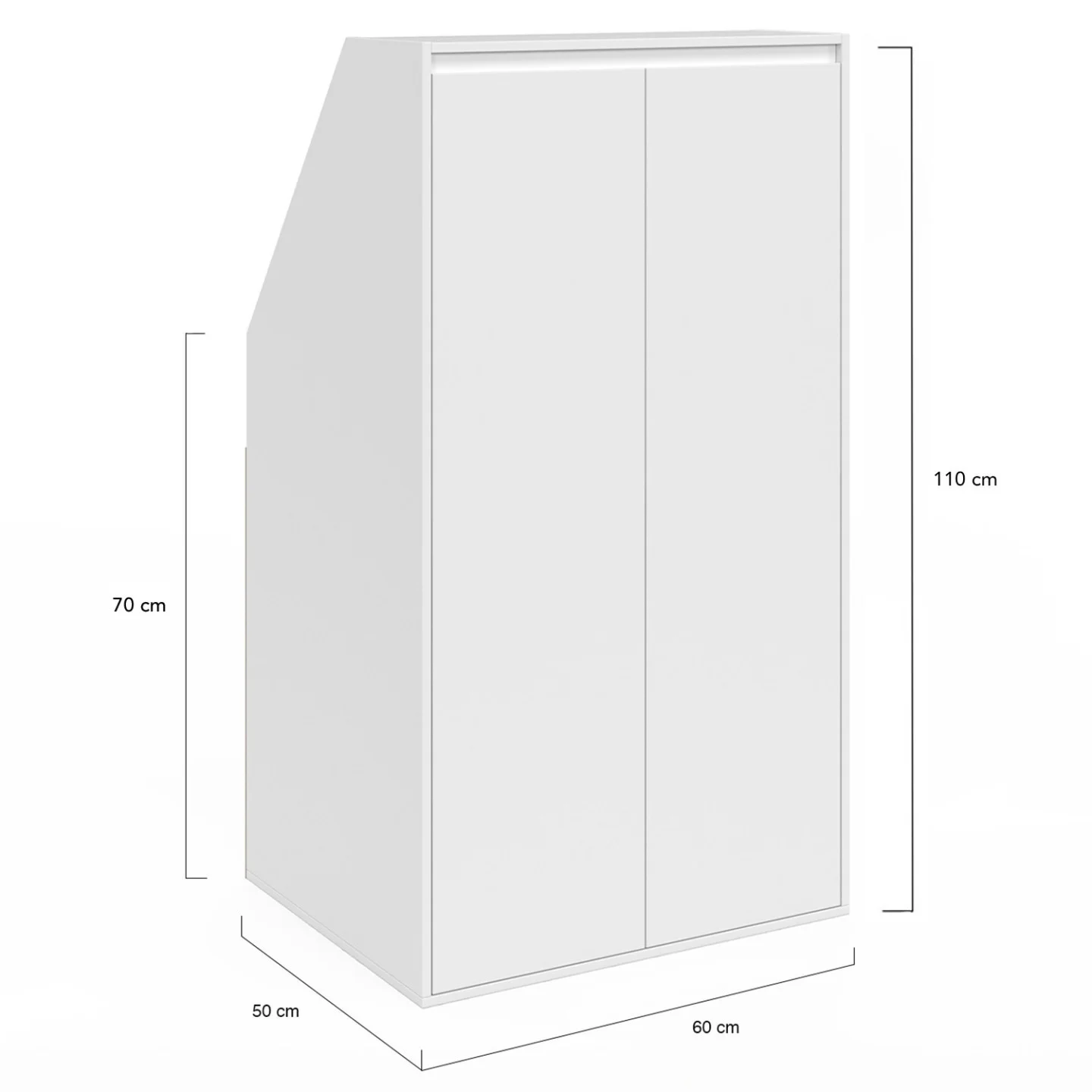 Ensemble étagère 2 niveaux, armoire 2 portes et armoire 1 porte + 1 niche sous pente TOMI blanc