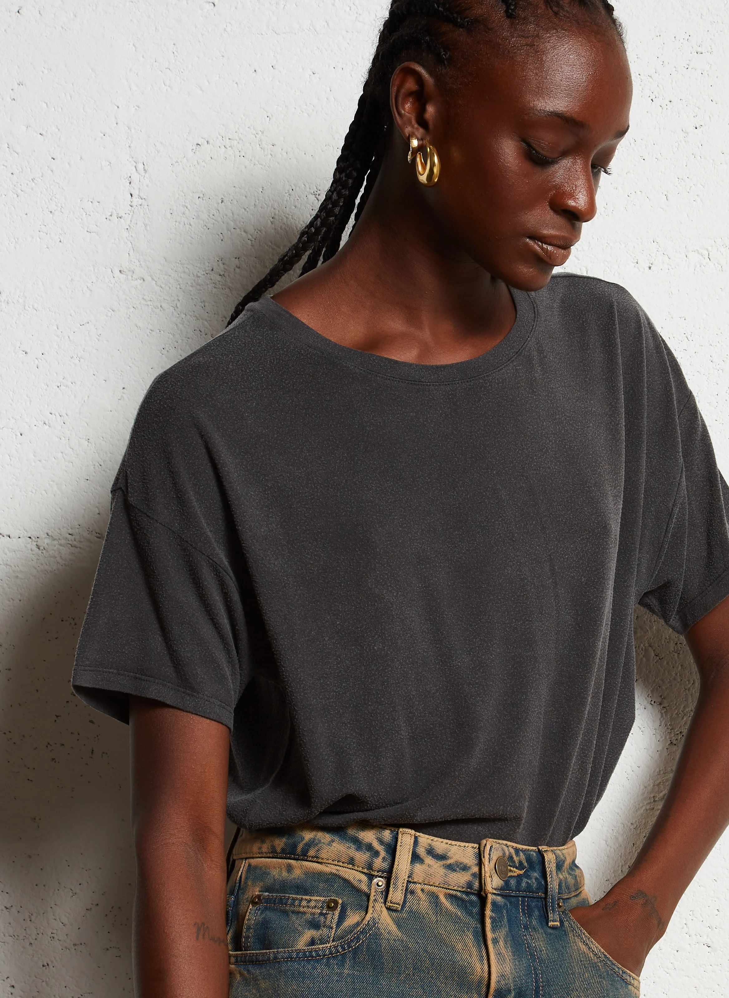 ECLAIRELLE - Tee-shirt oversize col rond | Gris
