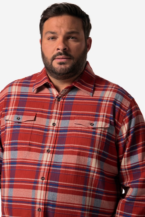 John F. Gee Karo-Flanellhemd, Langarm, Kentkragen, Modern Fit, bis 8 XL