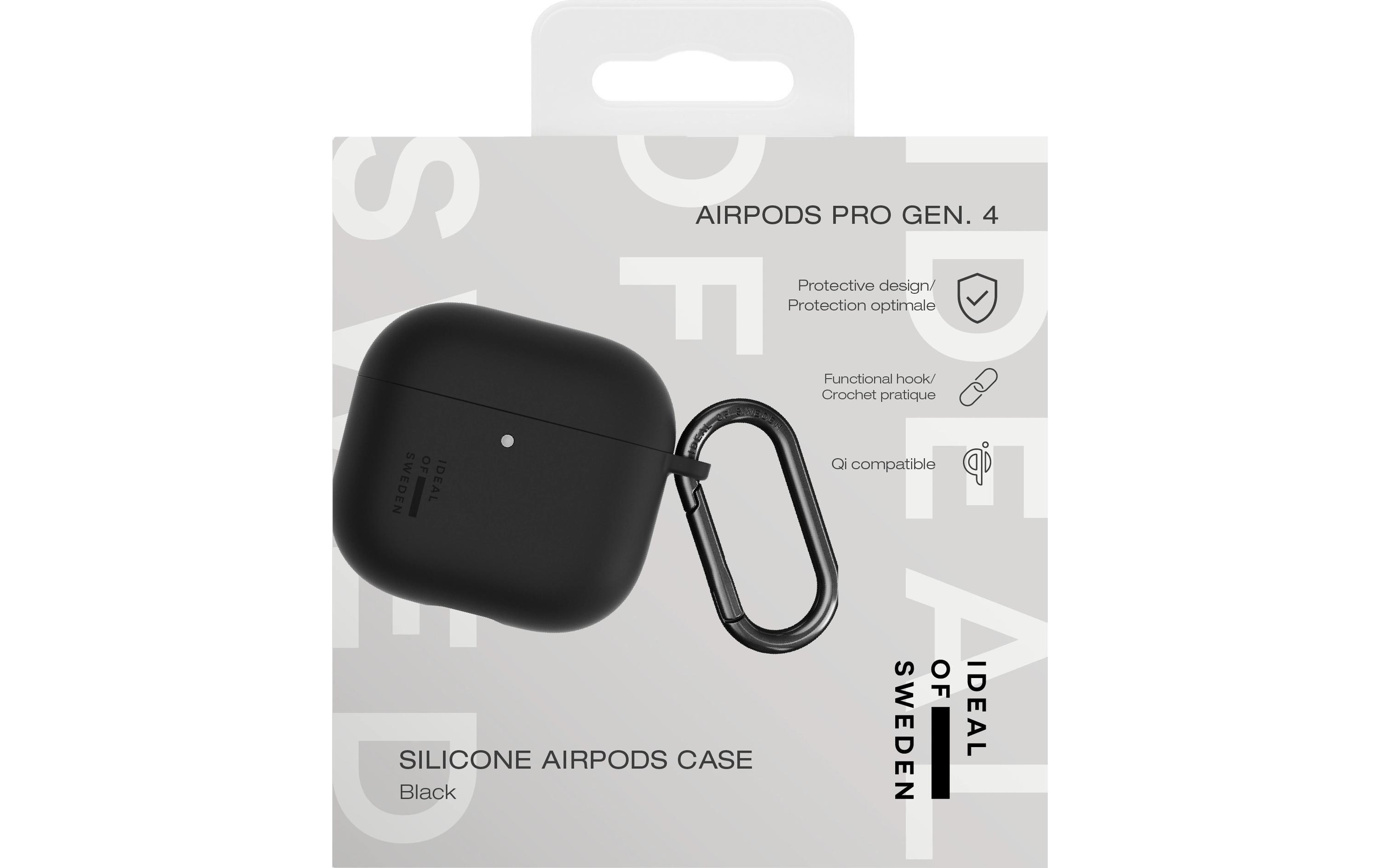 Transportcase Silicone AirPods SchwarzAirPodcase mit Haken zur Befestigung (4Gen)