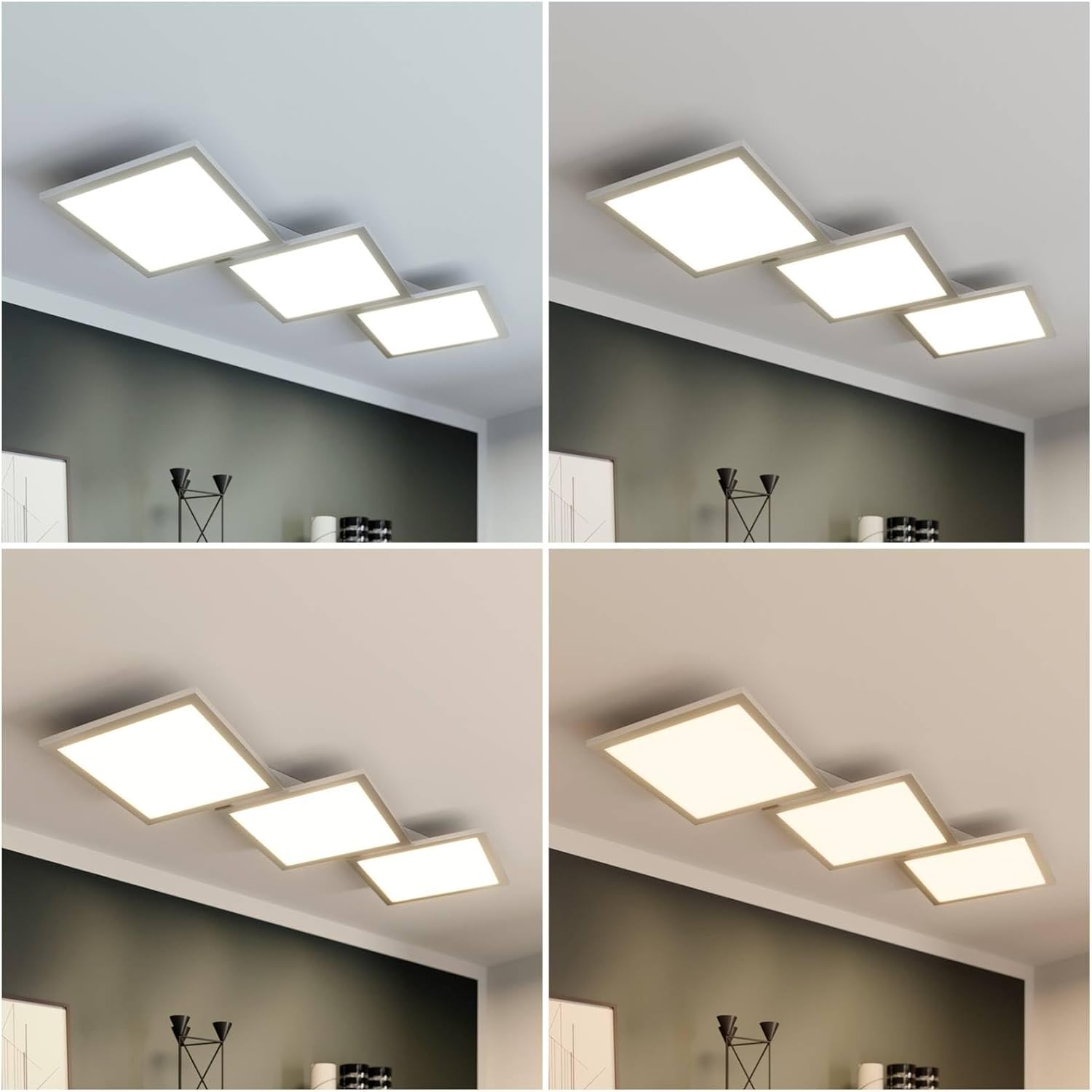 Lucande LED Deckenleuchte Ilira dimmbar mit Leselampe (Modern) in Alu aus Aluminium (3 flammig,) - Lampe Deckenlampe Küchenleuchte
