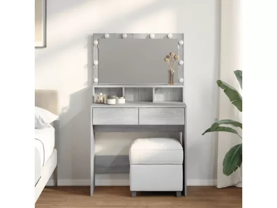 Coiffeuse avec LED sonoma gris 80x41x134,5 cm