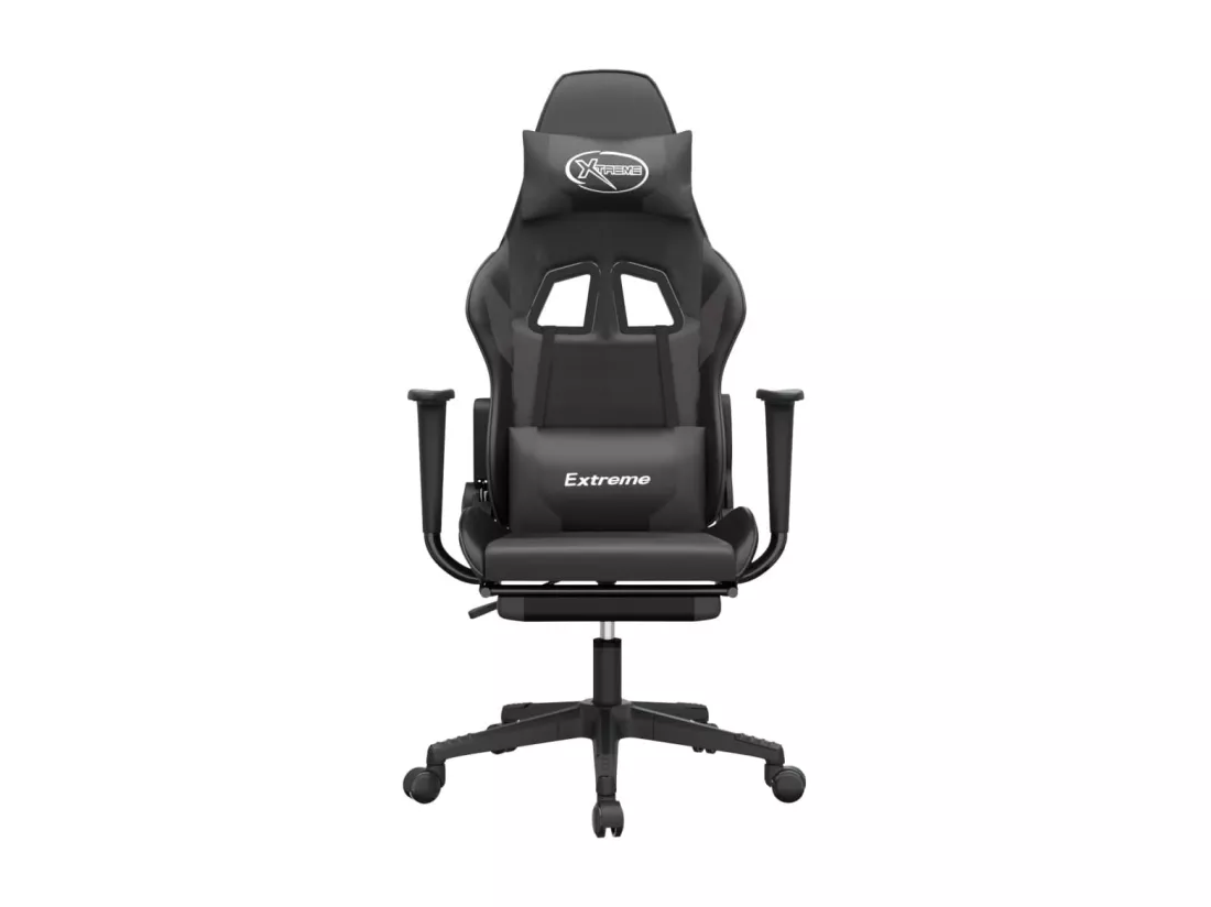 Chaise de jeu de massage et repose-pied Noir et gris Similicuir