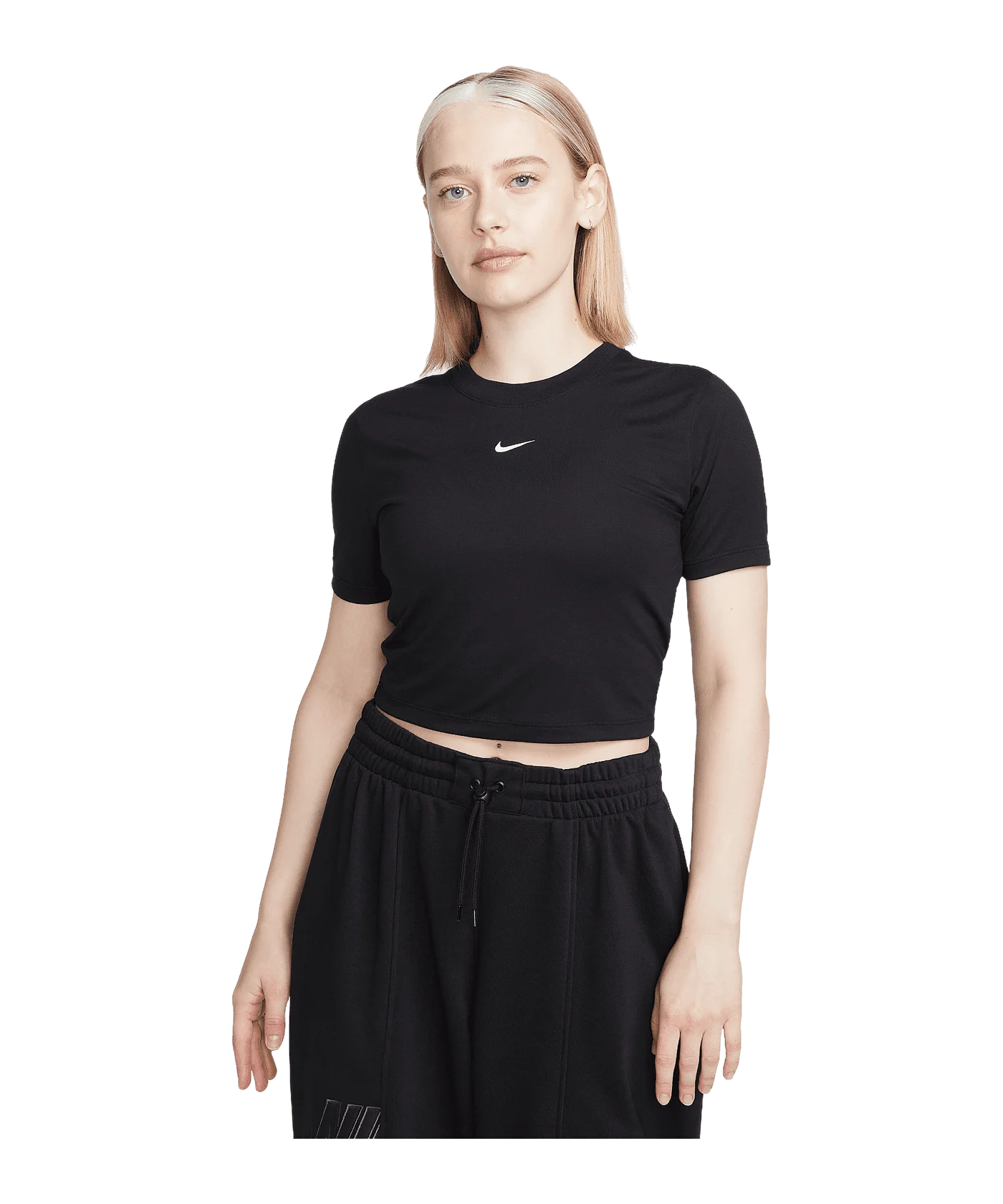 Nike Essential Crop T-Shirt Damen Schwarz F010