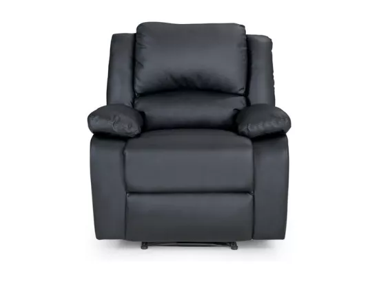 Fauteuil Relaxation 1 place Simili cuir Léo - Noir - L88 x 93 x 96cm - Loungitude