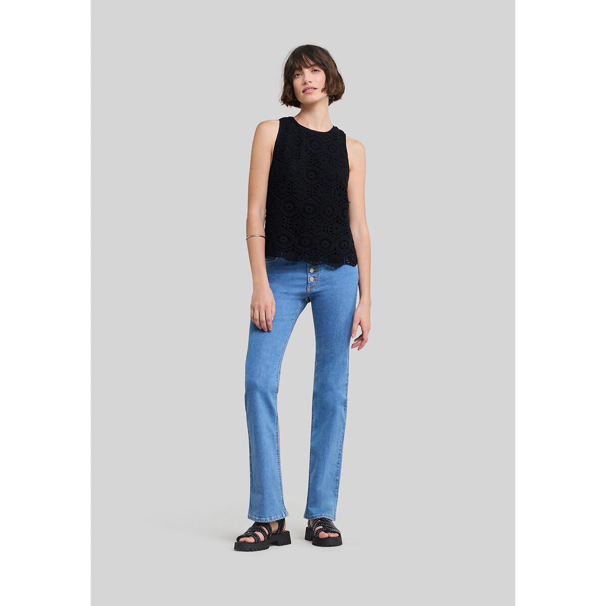 IKKS<br>Blusa sem mangas bordada