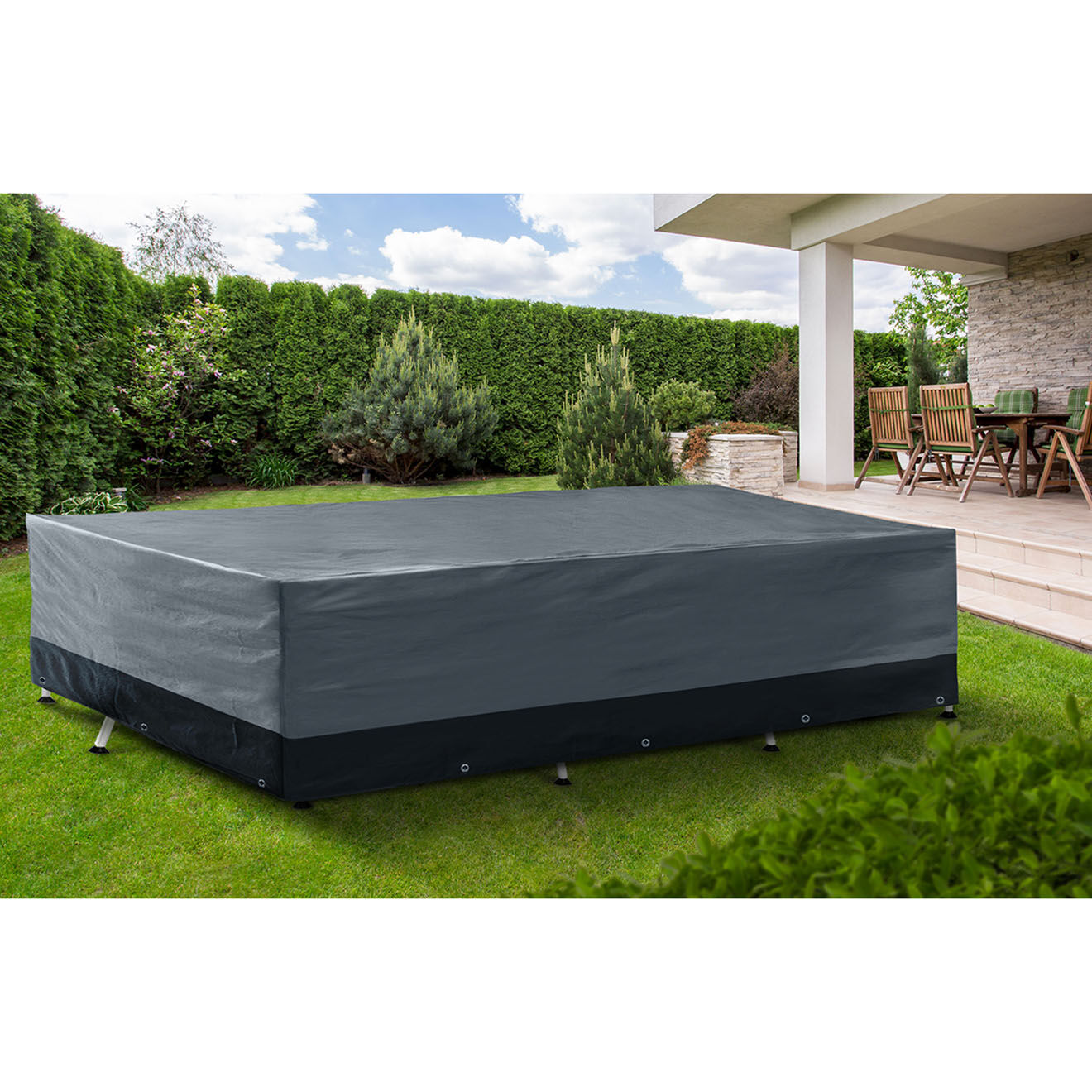 Pratik Garden Housse de protection pour piscine rectangulaire gris/noir -  420x220x100 cm