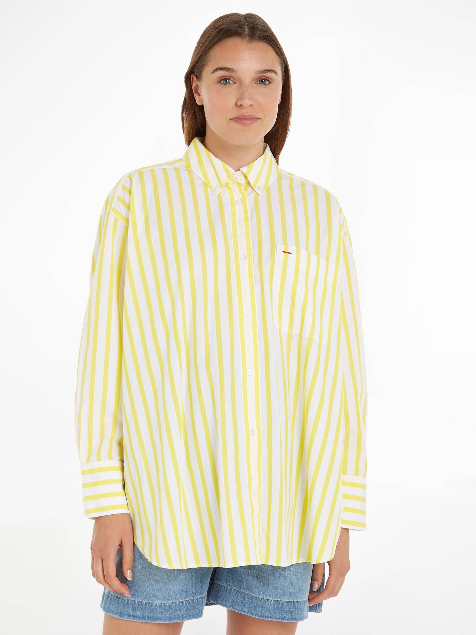 Tommy Hilfiger| Damen Hemdbluse STRIPED ICON OVERSIZED SHIRT aus Bio-Baumwolle