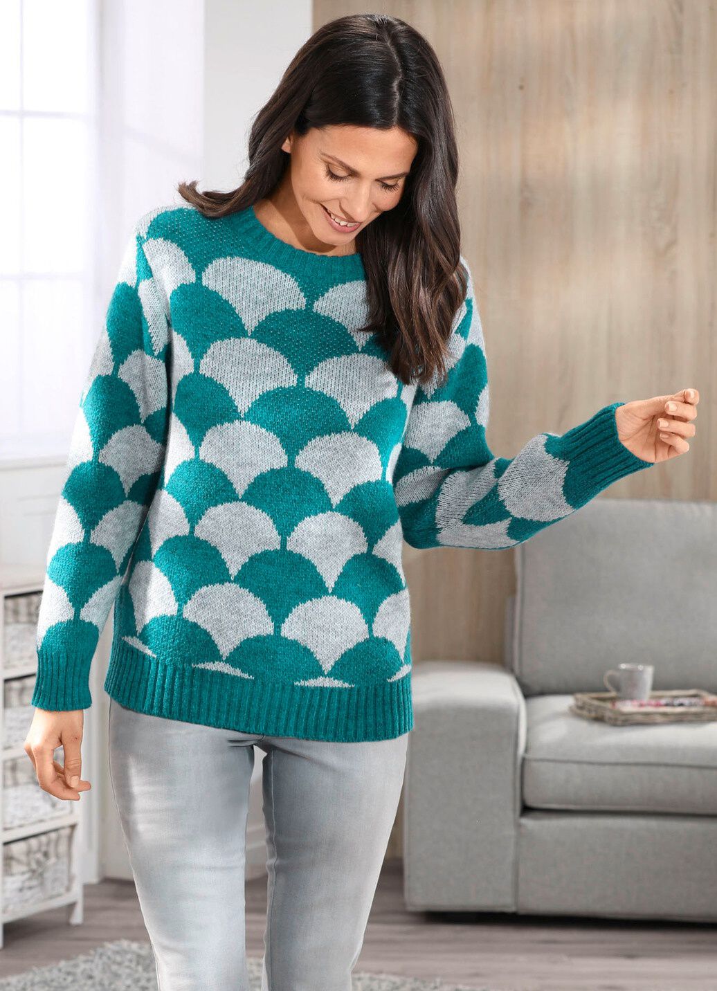 Pullover in flauschigem Jacquard-Dessin