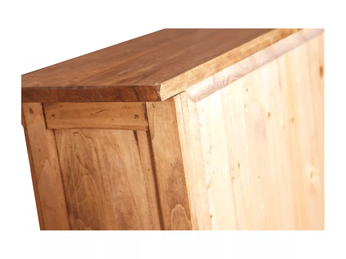 BISCOTTINI Armoire - Bois de tilleul massif finition naturelle vieillie - Polyvalente - Rangement - Jardin - Salon - Cuisine - Salle à manger - Étagères - Chambre - Buffet - 68x25x130cm